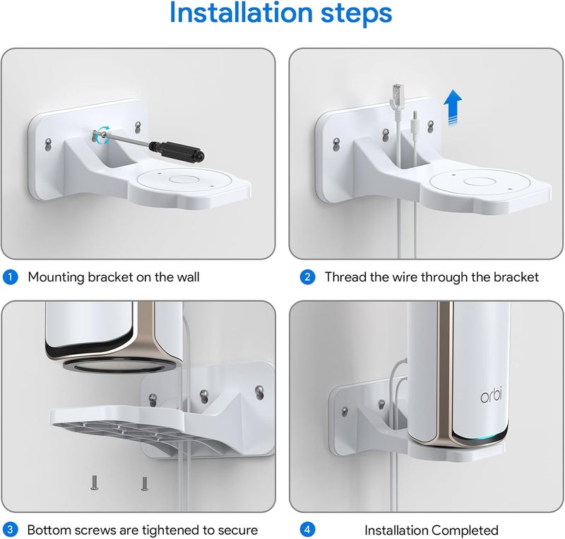 EDUP Orbi WiFi 7 Mesh Wall Mount Kit for Net Gear Orbi 370 970 770 870 360 Series and Nighthawk WiFi 7 Router RS200, RS280S,RS300, RS500, RS600, RS700S -(White, 1 Pack) - Image 4